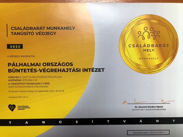 Családbarát munkahely a bv