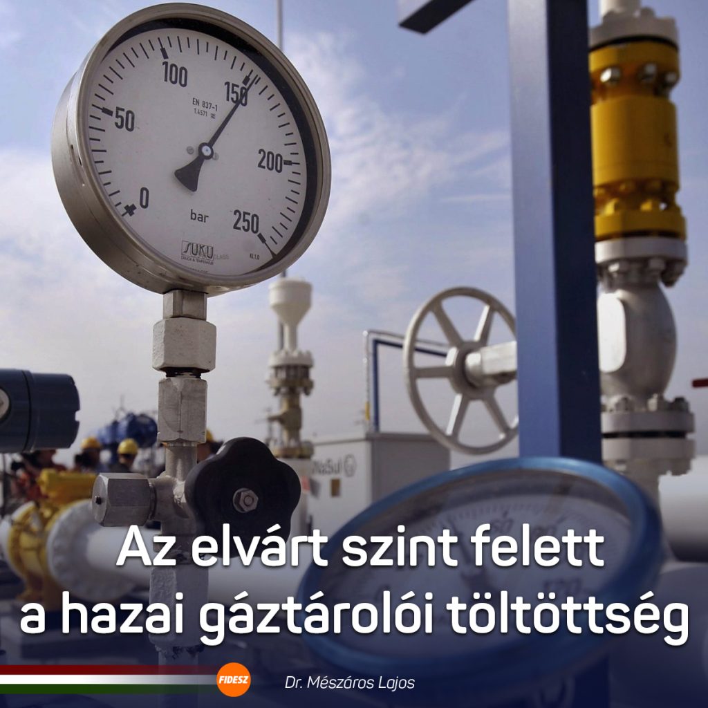 A hazai gáztárolók töltöttsége az elvárt szint felett van