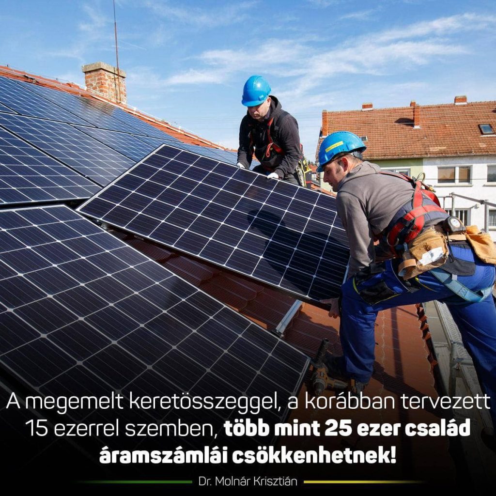 Megemelték a családi napelem-program pályázható keretét