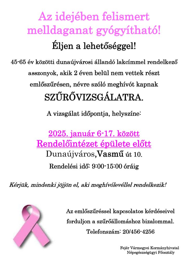 Ismét városunkban lesz a mammográfiai szűrőállomás