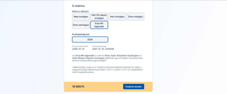 Autópálya-matrica: az M1-re vonatkozó regionális jegy négy vármegyére lesz érvényes!